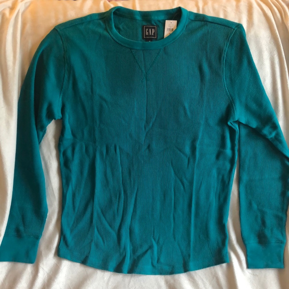 Gap NWT Men’s turquoise thermal long sleeve shirt, size Medium